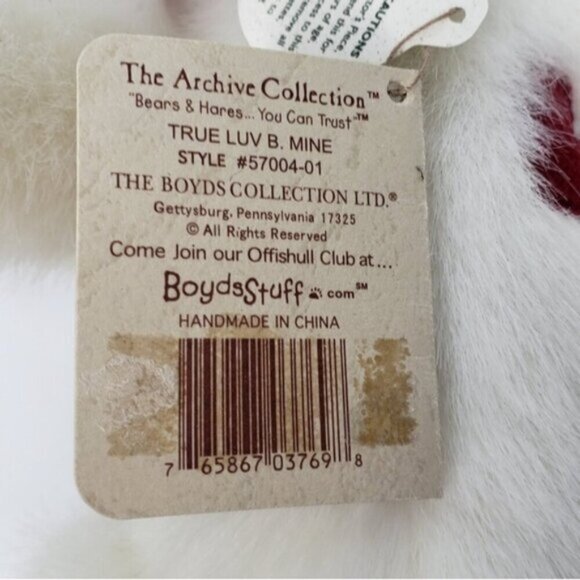 Boyds Bear White Red Ribbon Valentine Love Bear - Picture 10 of 14